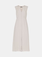 Whistles Nude Abbie Linen Blend Midi Dress - Image 5 of 5