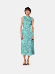 Whistles Green Aria Batik Floral Satin Dress - Image 1 of 5