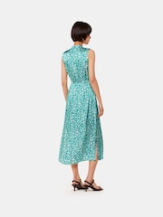 Whistles Green Aria Batik Floral Satin Dress - Image 2 of 5