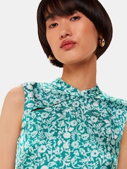 Whistles Green Aria Batik Floral Satin Dress - Image 3 of 5