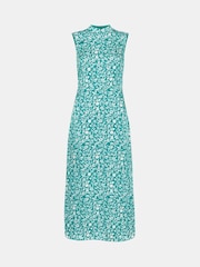 Whistles Green Aria Batik Floral Satin Dress - Image 5 of 5
