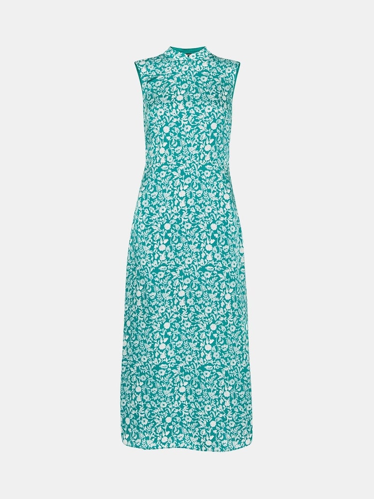 Whistles Green Aria Batik Floral Satin Dress - Image 5 of 5