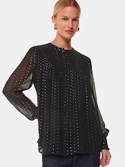 Whistles Black Metallic Stripe Blouses - Image 1 of 5
