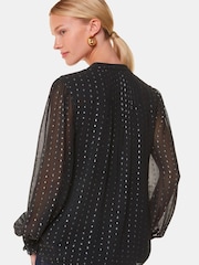 Whistles Black Metallic Stripe Blouses - Image 2 of 5