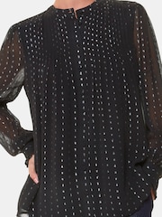 Whistles Black Metallic Stripe Blouses - Image 4 of 5