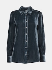 Whistles Green Lara Velvet Shirt - Image 5 of 5