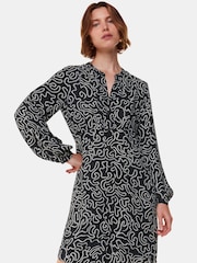 Whistles Chain Print Flippy Black Dress - Image 1 of 6