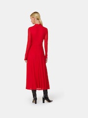 Whistles Red Arabella Ruched Mesh Dress - Image 5 of 6
