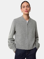 Whistles Grey Zip Front Bomber Knit Jumper - Image 1 of 5
