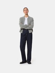Whistles Grey Zip Front Bomber Knit Jumper - Image 3 of 5