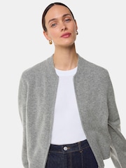 Whistles Grey Zip Front Bomber Knit Jumper - Image 4 of 5
