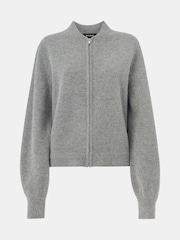 Whistles Grey Zip Front Bomber Knit Jumper - Image 5 of 5