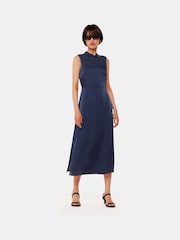 Whistles Blue Aria Satin Midi Dress - Image 1 of 5