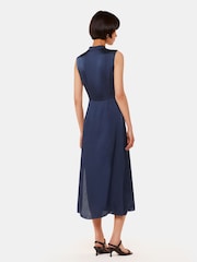Whistles Blue Aria Satin Midi Dress - Image 2 of 5