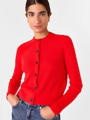 Whistles rdeča Jasmine Ribbed pletena jopa - Slika 1 iz 4