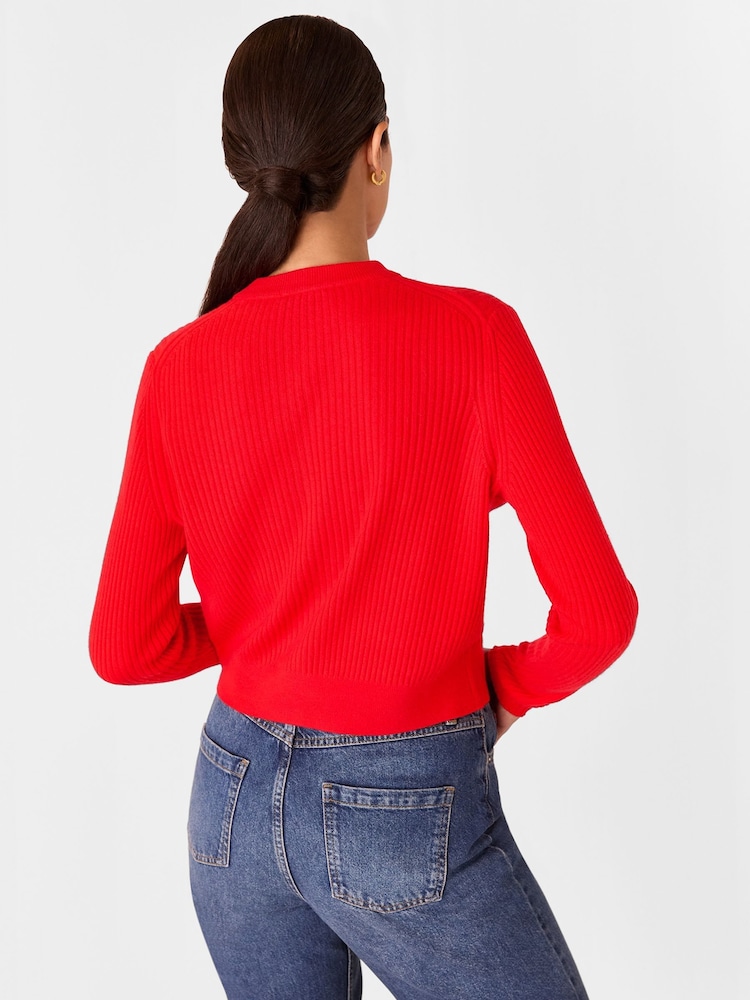 Whistles rdeča Jasmine Ribbed pletena jopa - Slika 2 iz 4