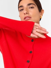 Whistles rdeča Jasmine Ribbed pletena jopa - Slika 3 iz 4