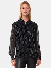 Whistles Black Hot Fix Sheer Shirt - Image 1 of 5