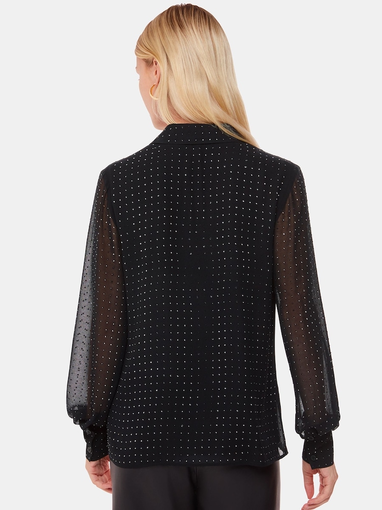 Whistles Black Hot Fix Sheer Shirt - Image 2 of 5