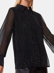 Whistles Black Hot Fix Sheer Shirt - Image 4 of 5