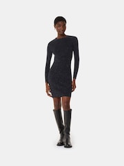 Whistles Black Annie Sparkle Short Knit Dress - Image 1 of 5
