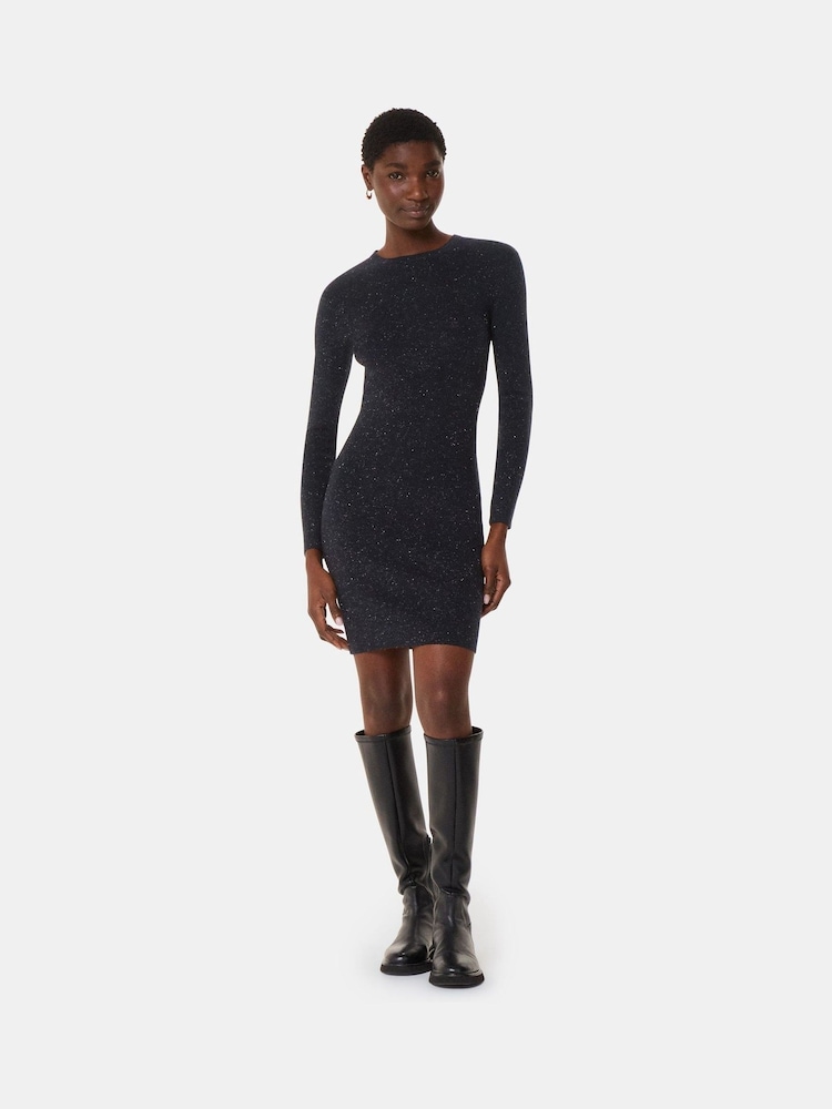 Whistles Black Annie Sparkle Short Knit Dress - Image 1 of 5