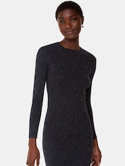Whistles Black Annie Sparkle Short Knit Dress - Image 3 of 5