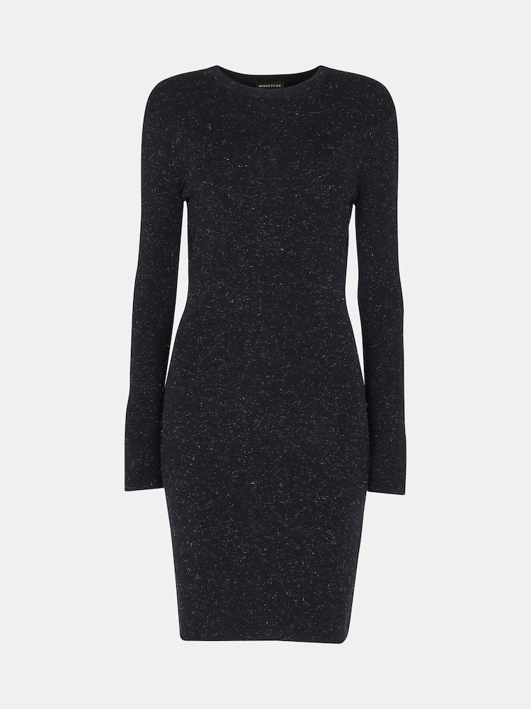 Whistles Black Annie Sparkle Short Knit Dress - Image 5 of 5