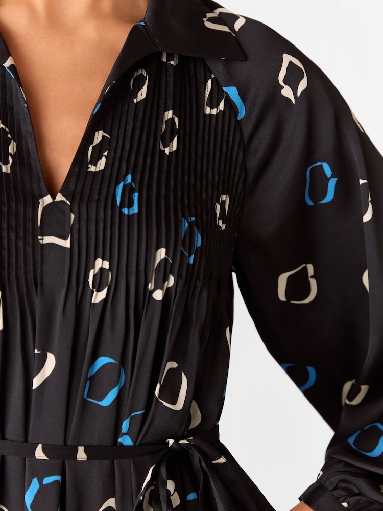 Whistles Scattered Hoops Pleated Black Dress - Image 5 of 6