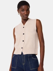 Whistles Cream Wool V-Neck Button Front Tank - Image 1 of 5