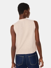 Whistles Cream Wool V-Neck Button Front Tank - Image 2 of 5
