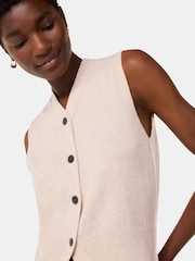 Whistles Cream Wool V-Neck Button Front Tank - Image 3 of 5
