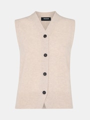 Whistles Cream Wool V-Neck Button Front Tank - Image 5 of 5