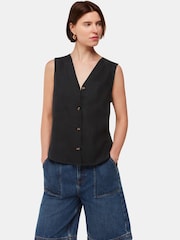 Whistles Black Laura 100% Linen Tank - Image 1 of 5
