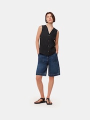 Whistles Black Laura 100% Linen Tank - Image 2 of 5