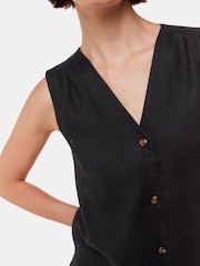 Whistles Black Laura 100% Linen Tank - Image 4 of 5