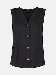 Whistles Black Laura 100% Linen Tank - Image 5 of 5