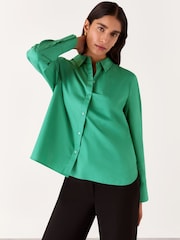 Whistles Green Boxy 100% Cotton Shirt - Image 1 of 5