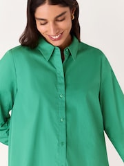 Whistles Green Boxy 100% Cotton Shirt - Image 3 of 5