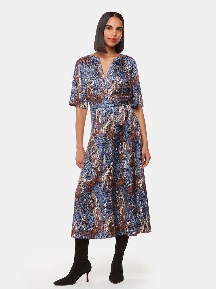 Whistles Blue Marlow Dashed Spot Print Dress - Image 1 of 5