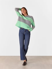 Whistles Green Alpaca Mix Stripe Jumper - Image 1 of 5
