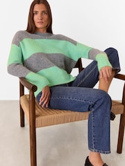 Whistles Green Alpaca Mix Stripe Jumper - Image 3 of 5