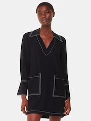 Whistles Topstitch Detail Shirt Black Dress - Image 2 of 5