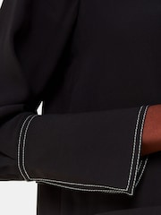Whistles Topstitch Detail Shirt Black Dress - Image 4 of 5