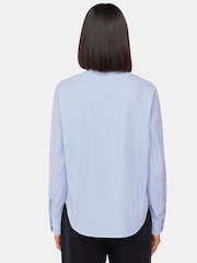Whistles Blue Stripe Grandad 100% Cotton Collar Shirt - Image 2 of 5