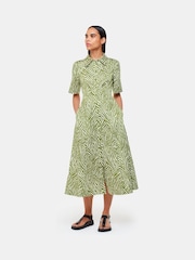 Whistles Green Linear Leaf Midi Dress - Image 1 of 5