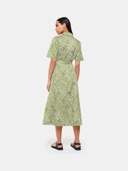 Whistles Green Linear Leaf Midi Dress - Image 2 of 5