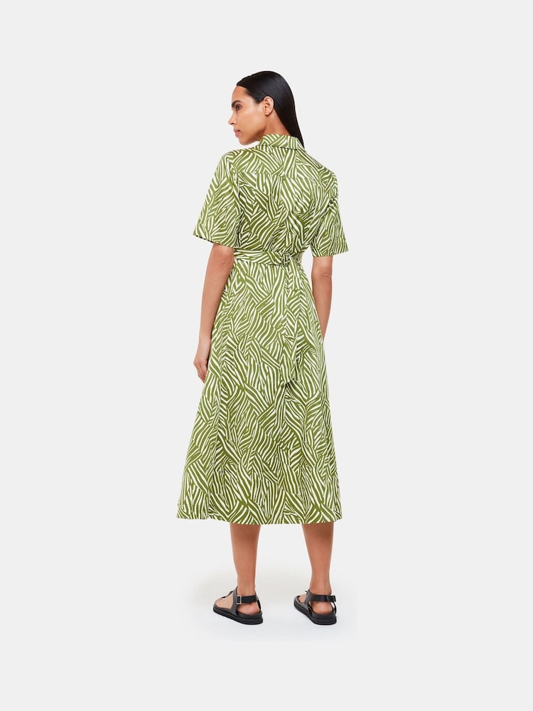 Whistles Green Linear Leaf Midi Dress - Image 2 of 5