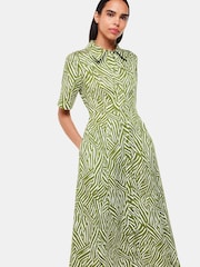 Whistles Green Linear Leaf Midi Dress - Image 3 of 5