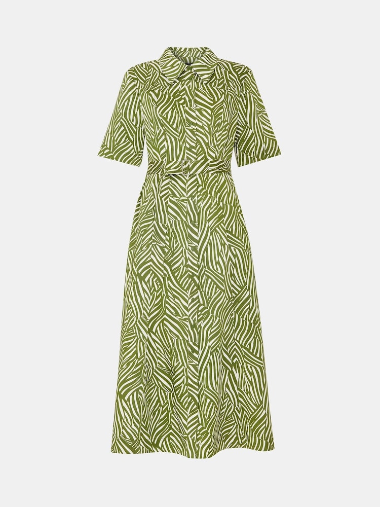Whistles Green Linear Leaf Midi Dress - Image 5 of 5